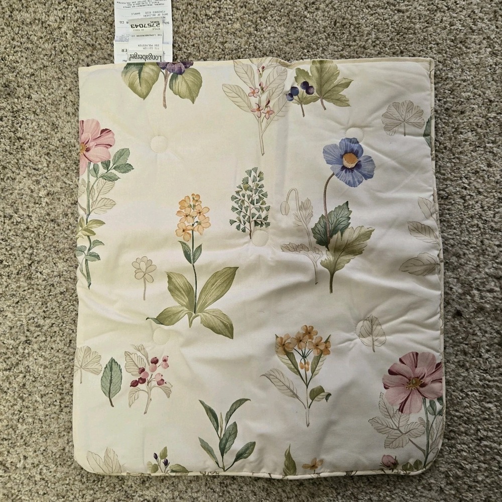Longaberger Larger Chair Pad Grand Botanical Fields Reversible 22x19 Sample NEW